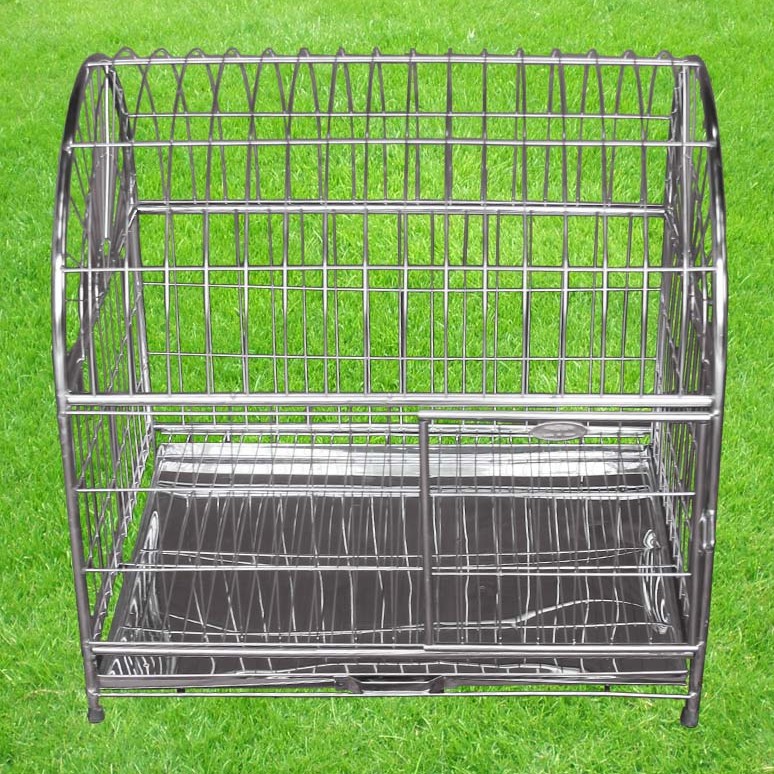 Chuồng chó mèo inox mái vòm cỡ đại - kèm khay hứng