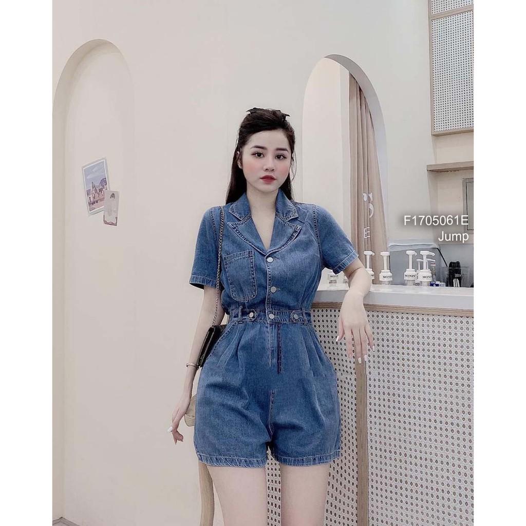 Jump short jean cổ vest có túi tay ngắn!