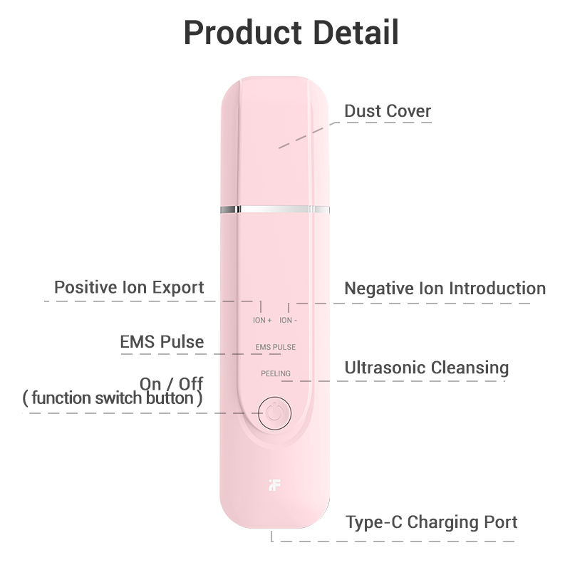 Xiaomi InFace Ultrasonic Facial Scrubber Cleaner Ion Acne Blackhead Remover Peeling Shovel Cleaner Facial Massager