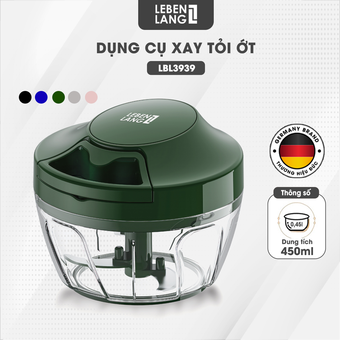 Dụng cụ xay tỏi ớt, thực phẩm Lebenlang LBL3939 lưỡi xay bén, dây rút tiện lợi - hàng chính hãng