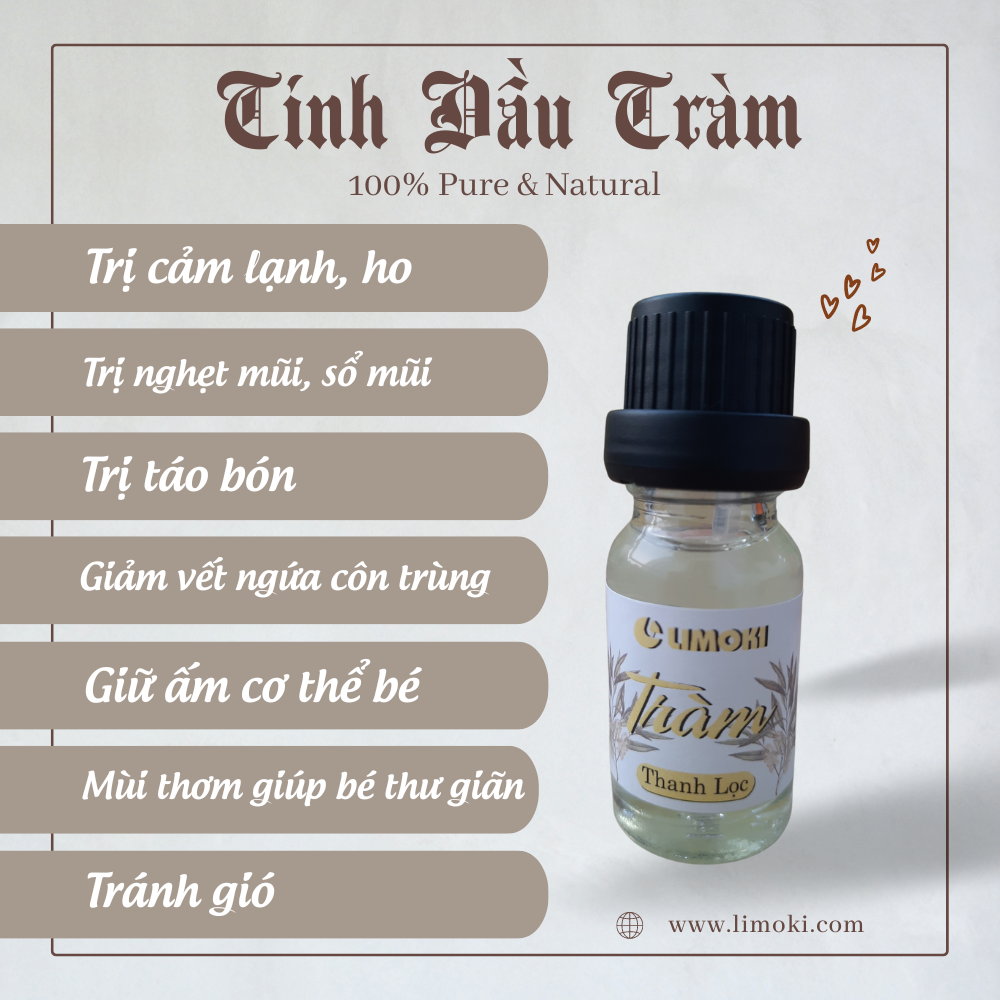 Tinh Dầu Tràm Gió Cajeput 10ml Thương Hiệu Limoki