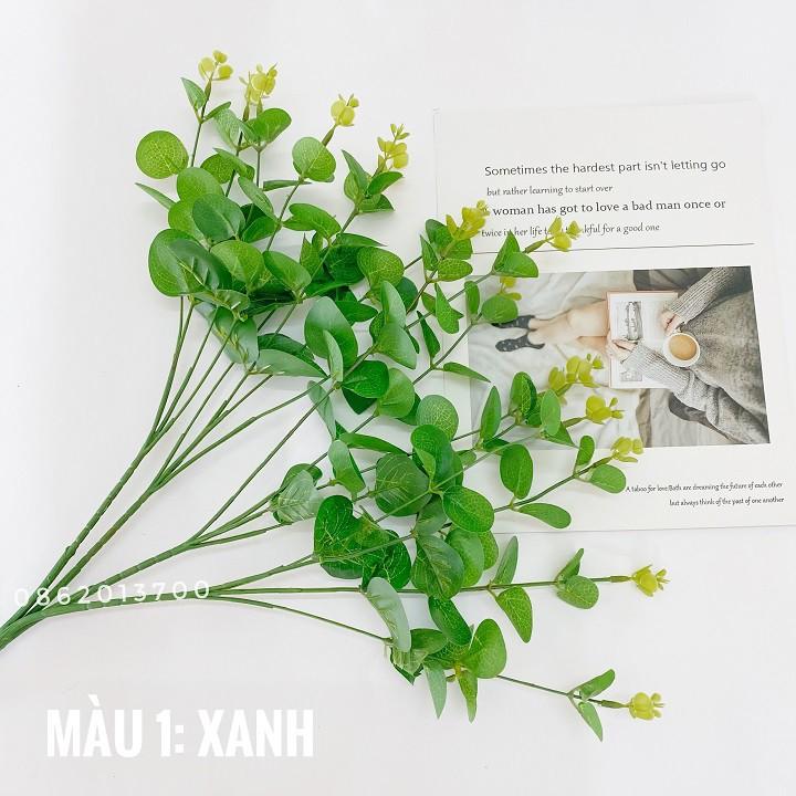 Hoa giả - lá táo giả nhiều màu sắc Lucas 55cm cành 6 nhánh, lá giống thật, phụ kiện trang trí