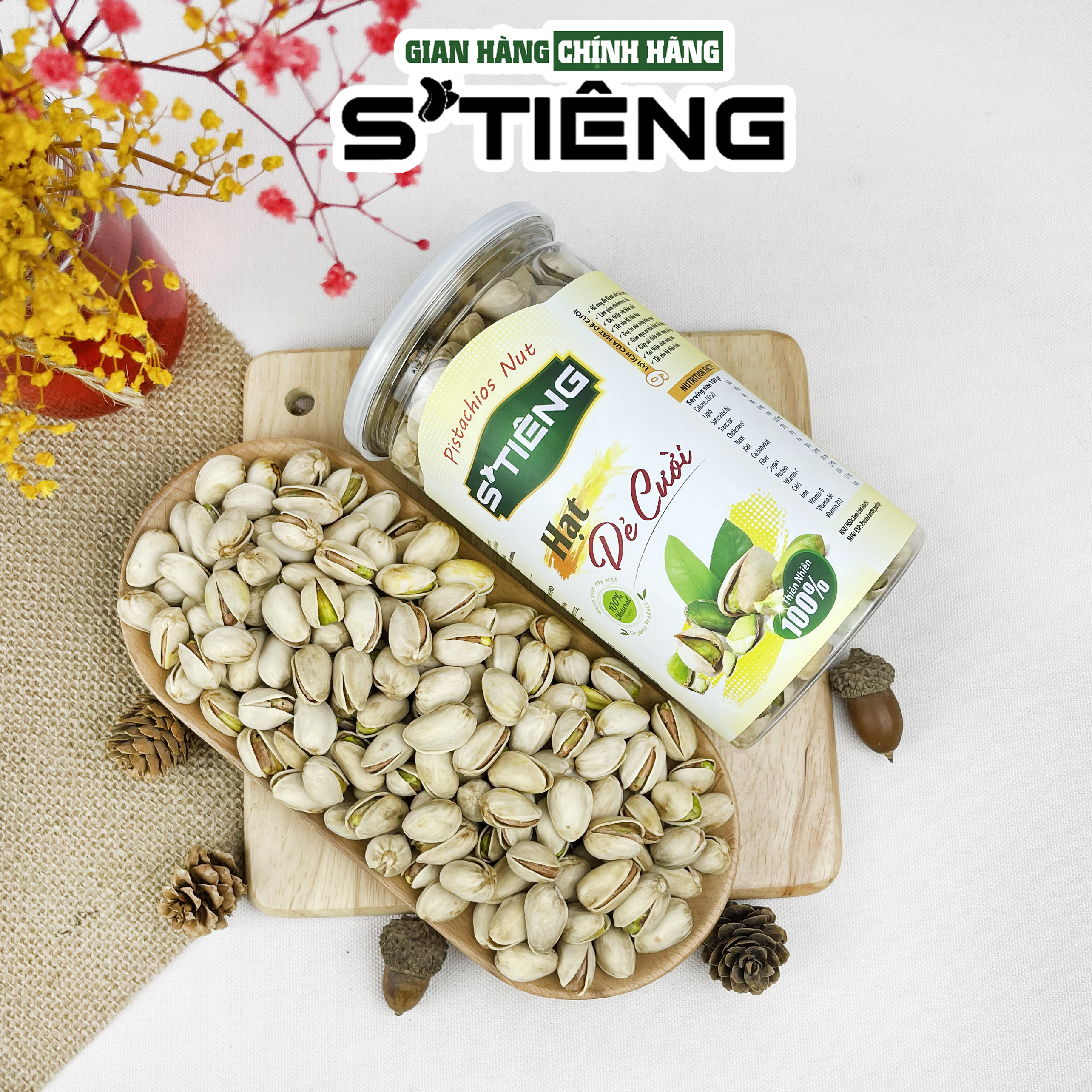 500Gr Hạt Dẻ Cười Mỹ Không Tẫy Trắng S'TIÊNG Hộp
