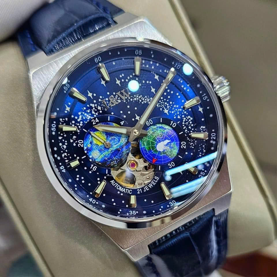 Đồng hồ nam chính hãng I&amp;W CARNIVAL 708G-D1 Kính sapphire ,chống xước ,Chống nước 50m ,Bảo hành dài hạn,Máy cơ (Automatic),dây da cao cấp, thiết kế đơn giản dễ đeo
