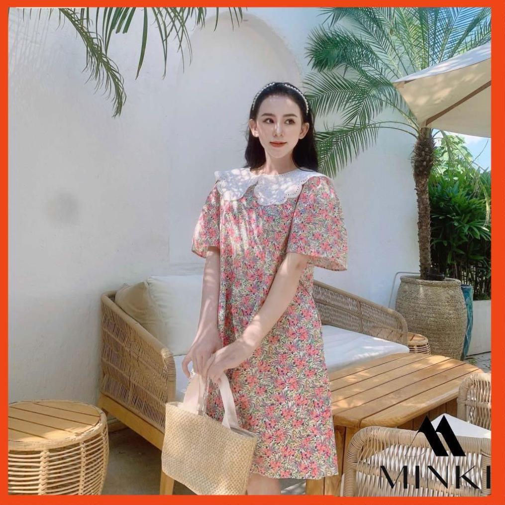 ĐẦM SUÔNG HOA CỔ REN - CHẤT LIỆU THÔ TƠ NHẬP KHẨU - MÀU SẮC HOA HỒNG/VÀNG/XANH _HOT