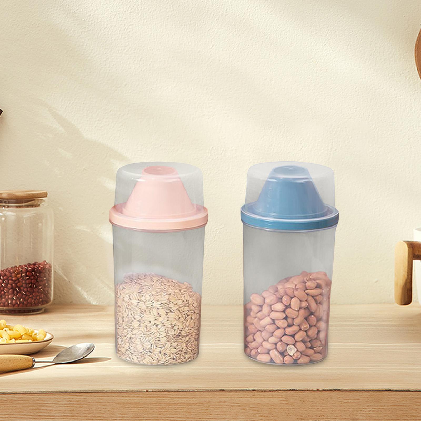 2x Airtight Food Storage Container with Lid Dispenser for Pantry Kitchen