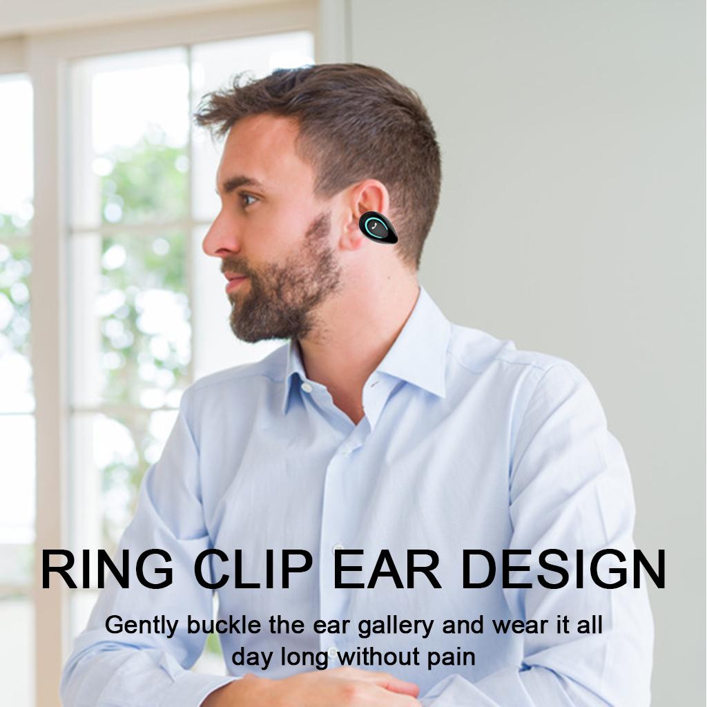 Single Wireless Earbud, Bluetooth 5.0 Earbuds Headphone, Ear Clip Headphones with Mic, Deep Bass, Touch Control, for Sport
