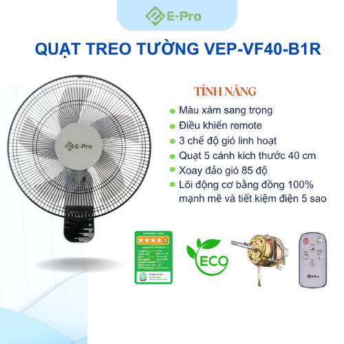 Quạt treo tường E-pro VEP-WF40-B1R