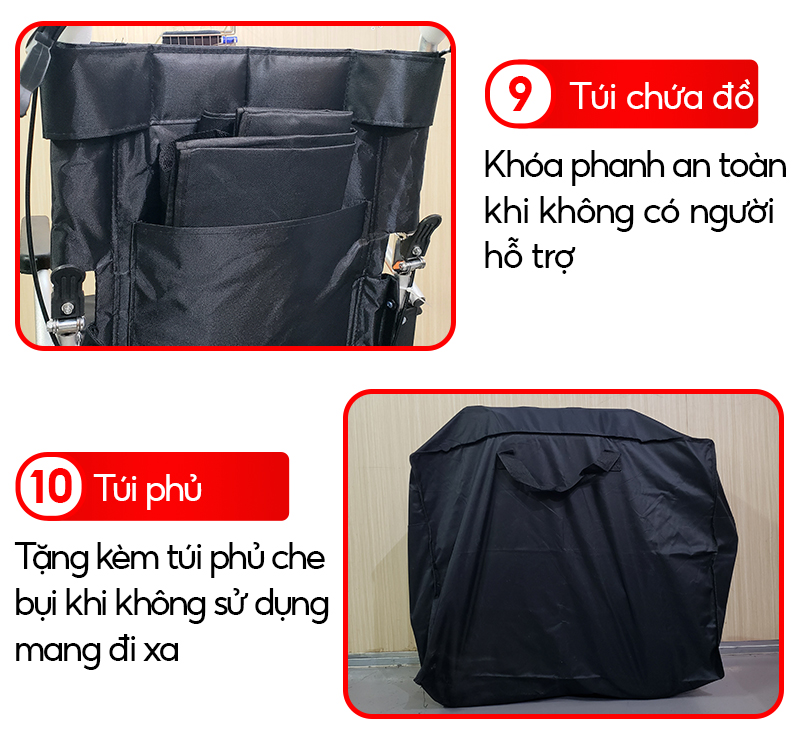 Xe lăn khung nhôm NIKITA, Trọng lượng nhẹ, kích thước xếp gọn siêu nhỏ, có quai xách để xách tay - NIKITA BH 12T