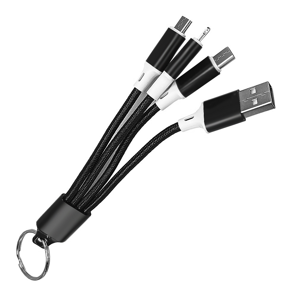 Cáp Sạc Bện Bằng Nylon 2 Trong 1 USB 2.0 Male Sang Loại C Cho IOS Huawei Samsung HTC