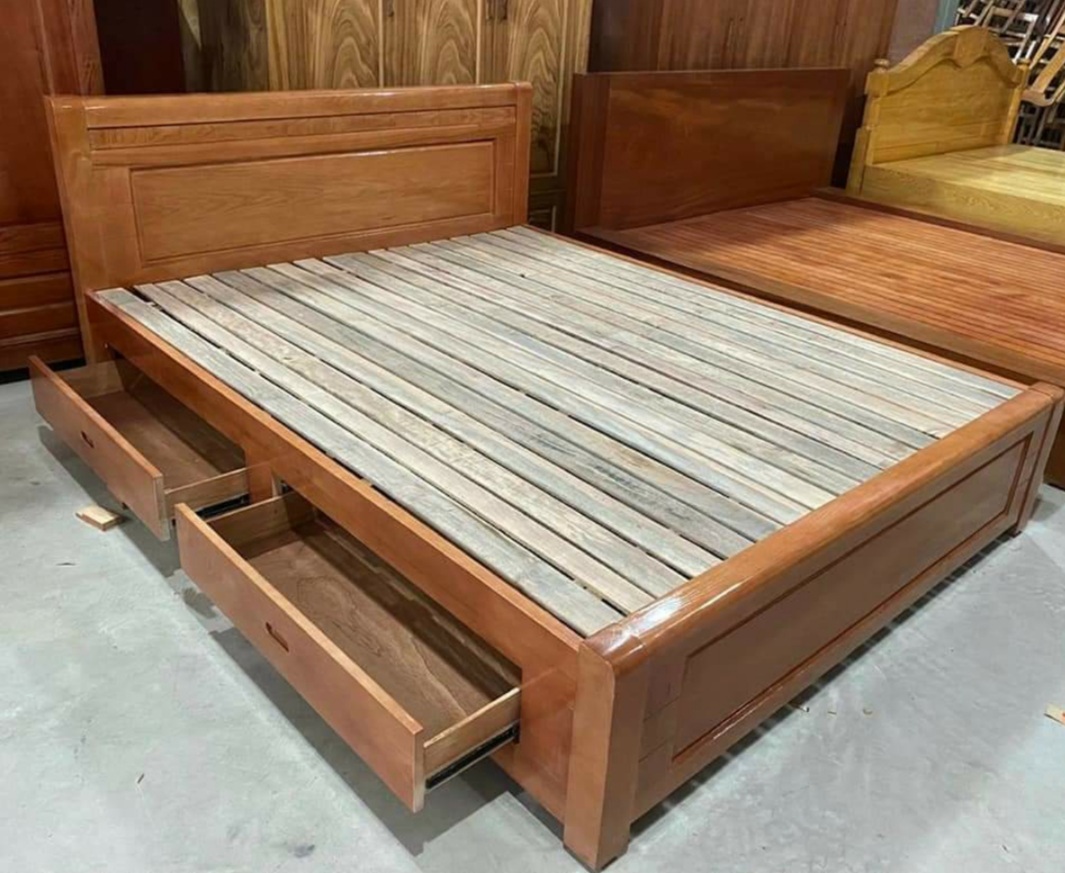 Giường Gỗ Sồi Nga Hộc kéo dạt thường 1m6 ,
