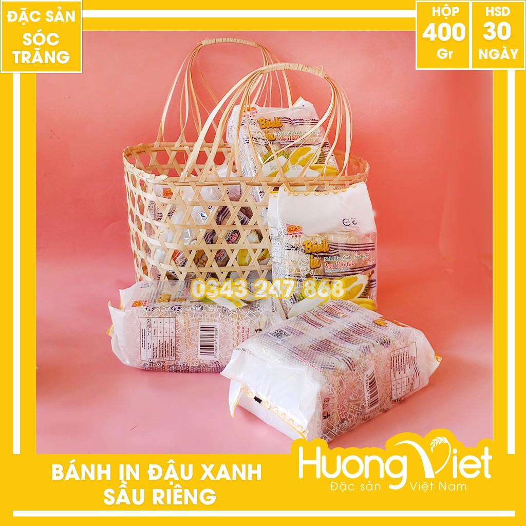 Đặc Sản Sóc Trăng - Bánh In Đậu Xanh Sầu Riêng Tân Huê Viên Túi 10 Bánh 400G, Đặc Sản Bánh In Sóc Trăng Nhân Đậu Xanh, Sầu Riêng