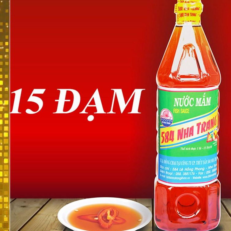 Thùng 12 chai, Nước mắm Cá cơm 15 độ đạm - 584 Nha Trang - Chai 1 Lít, Date luôn mới nhất