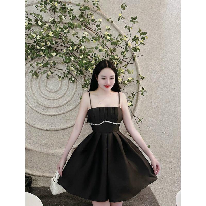 ĐẦM XOÈ 2 DÂY XẾP LY NGỰC ĐÍNH CƯỜM SIÊU XINH, TÔN DÁNG