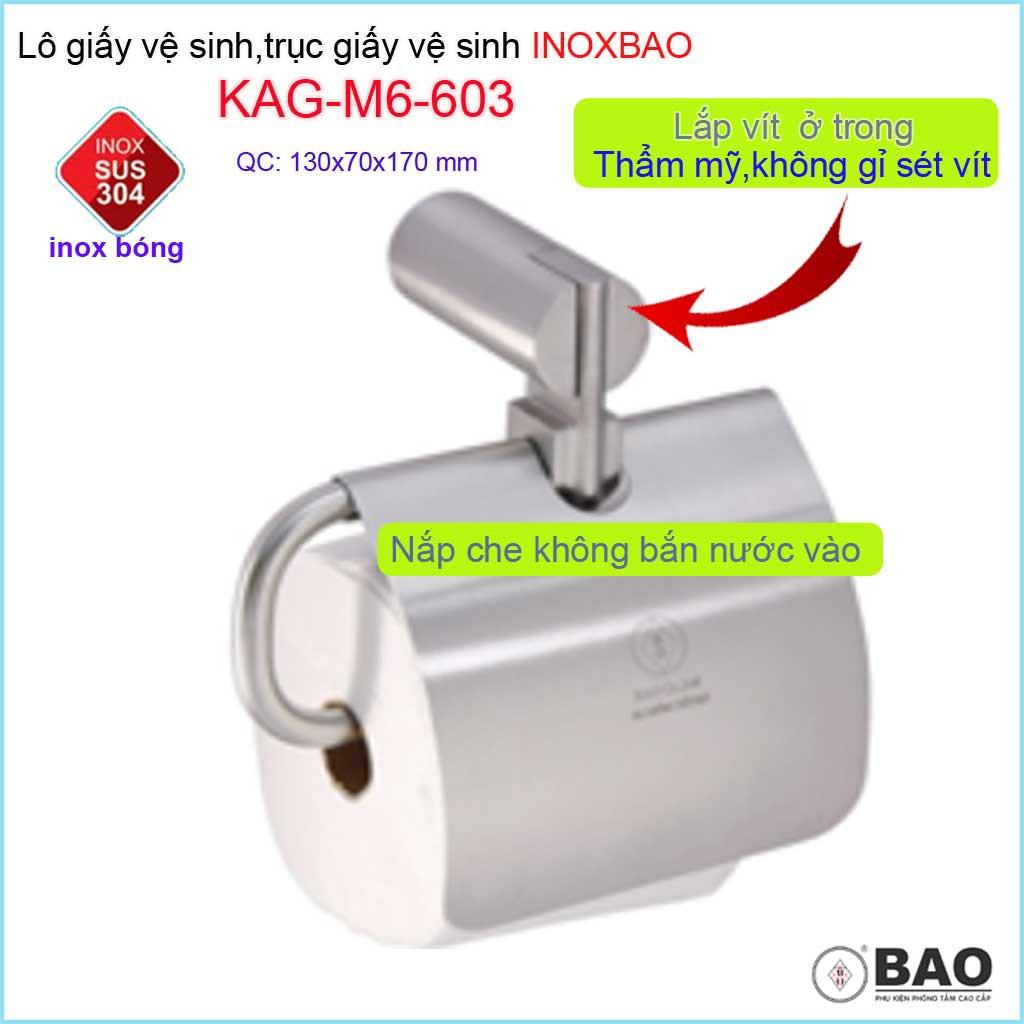 Hộp đựng giấy vệ sinh Inox Bảo KAG-M6-603, Móc giấy toilet SUS304 inox dập khuôn cao cấp thiết kế đẹp