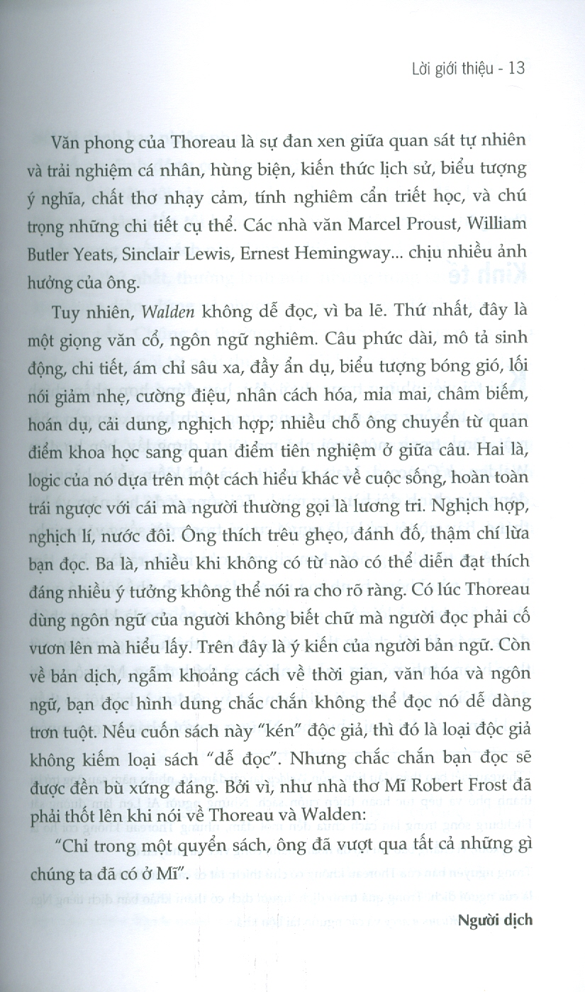 Walden - Một Mình Sống Trong Rừng (Tủ sách Tinh Hoa) - Ấn phẩm bỏ túi