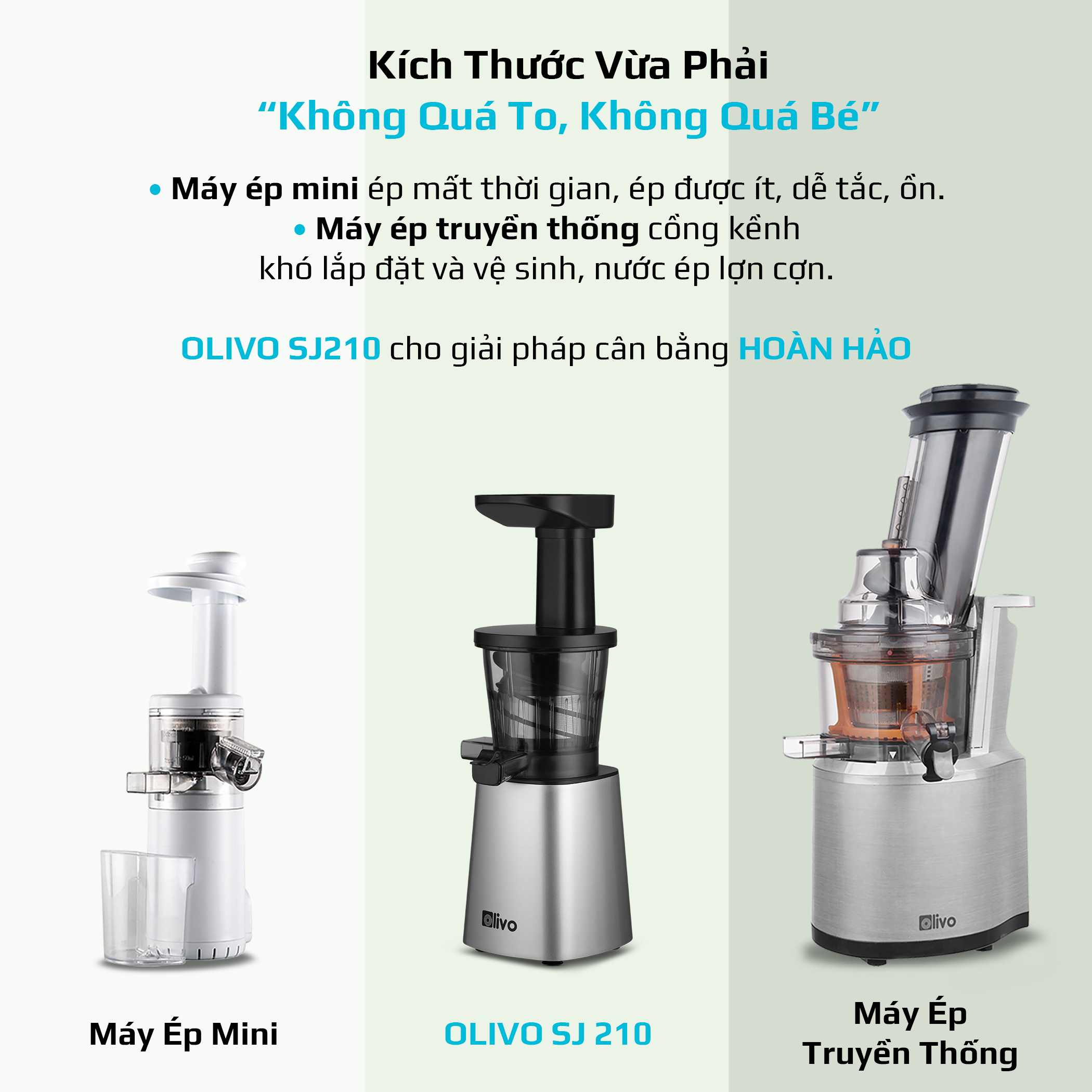 Máy Ép Chậm Olivo SJ210 Làm Kem, Ép Rau Củ Quả, Ép Đậu Nành 3 Trong 1, Ép Kiệt Bã 99% Thiết Kế Đột Phá, Dễ Dàng Vệ Sinh