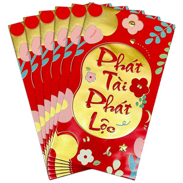 Bộ 6 Bao Lì Xì Tết Bính Ngọ 2026 - H5-8-1 - Phát Tài Phát Lộc