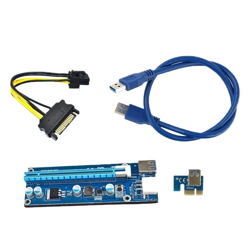 6pcs PCIe Riser  Card PCI-E 16x to 1x Powered Riser Adapter Card Set