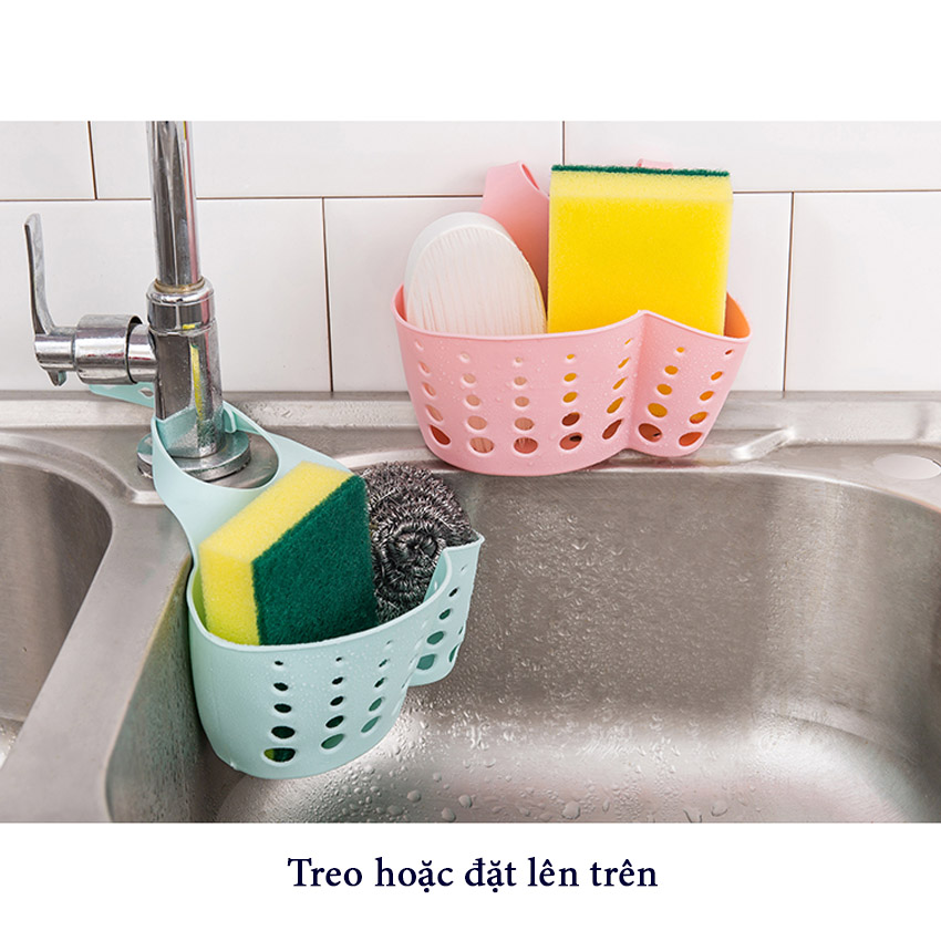 Giỏ đựng đồ rửa chén bát đa năng NASI bằng nhựa dẻo bền chắc có quai treo để ở bồn rửa chén hoặc treo móc trên tường
