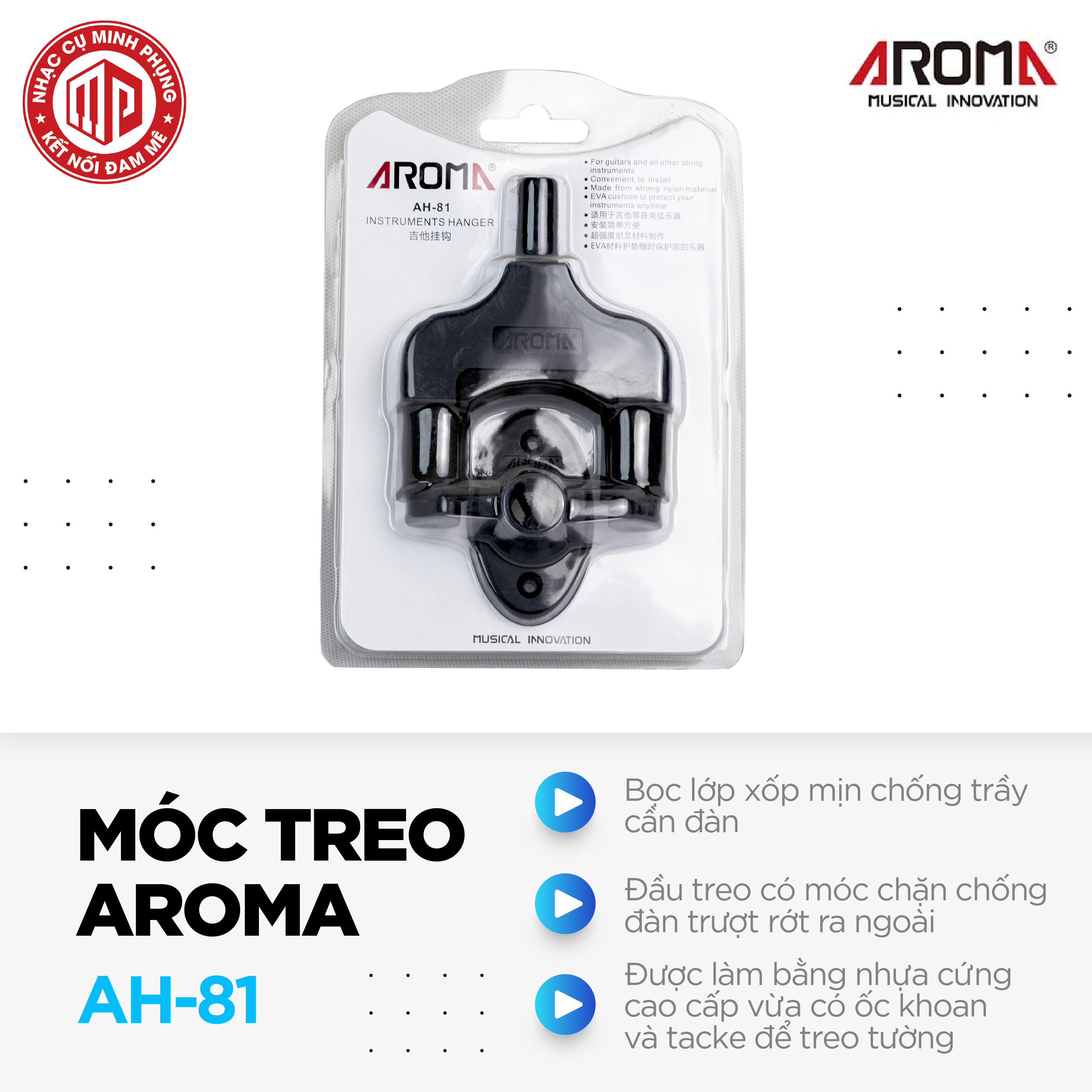 Móc/ giá treo đàn guitar Aroma AH-81 - Hàng chính hãng