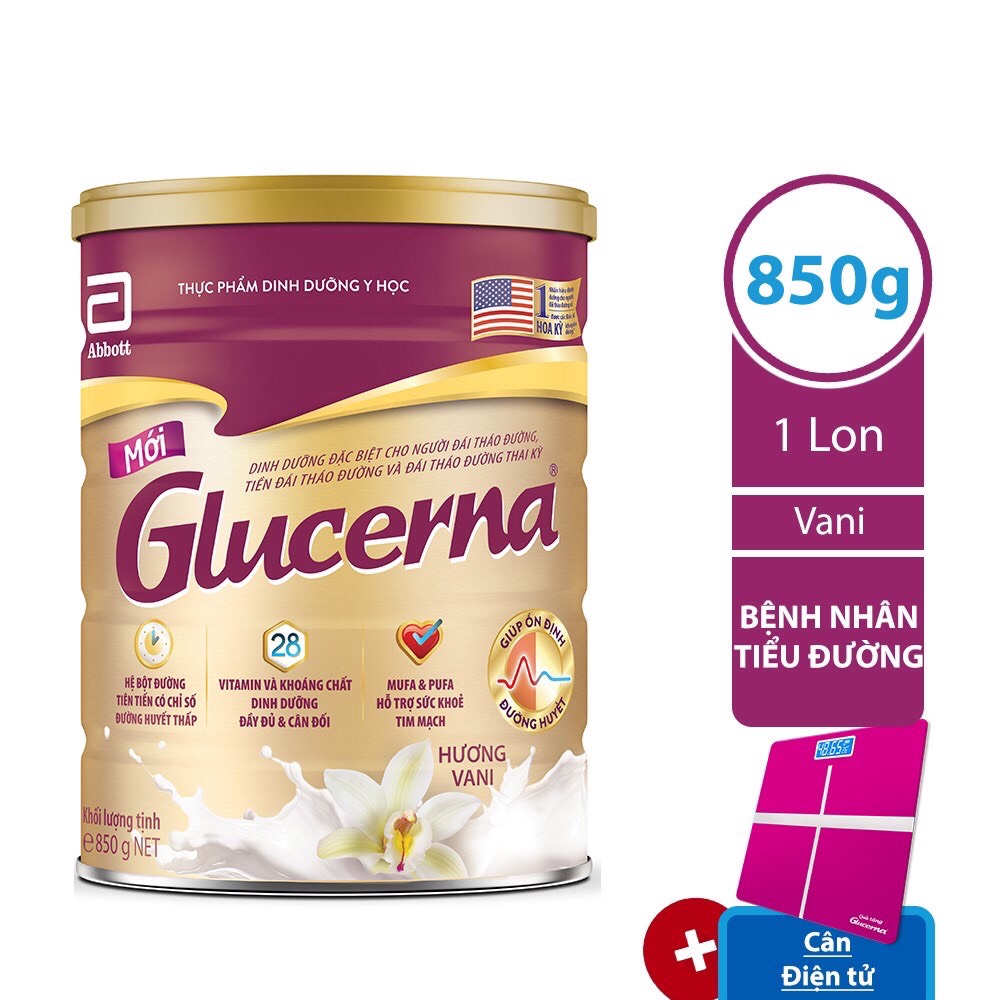 Sữa Bột Abbott Glucerna GLVLA Dành Cho Người Đái Tháo Đường Và Tiền Đái Tháo Đường (850g) - Tặng Cân Sức Khỏe Điện Tử Glucerna