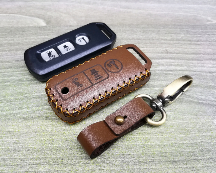 Bao da chìa khóa Honda Smartkey xe SH, lead, sh mode - Nâu