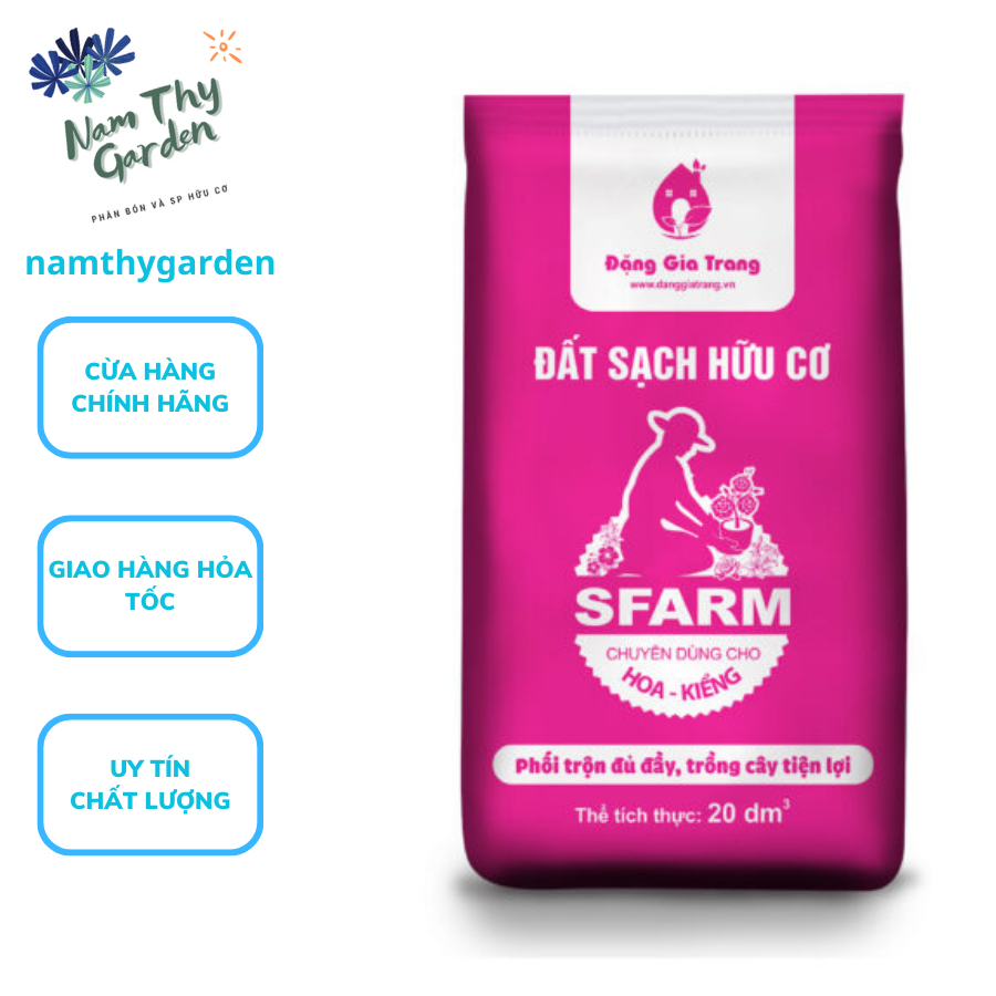 Đất sạch hữu cơ Sfarm chuyên trồng hoa & kiếng 20dm3