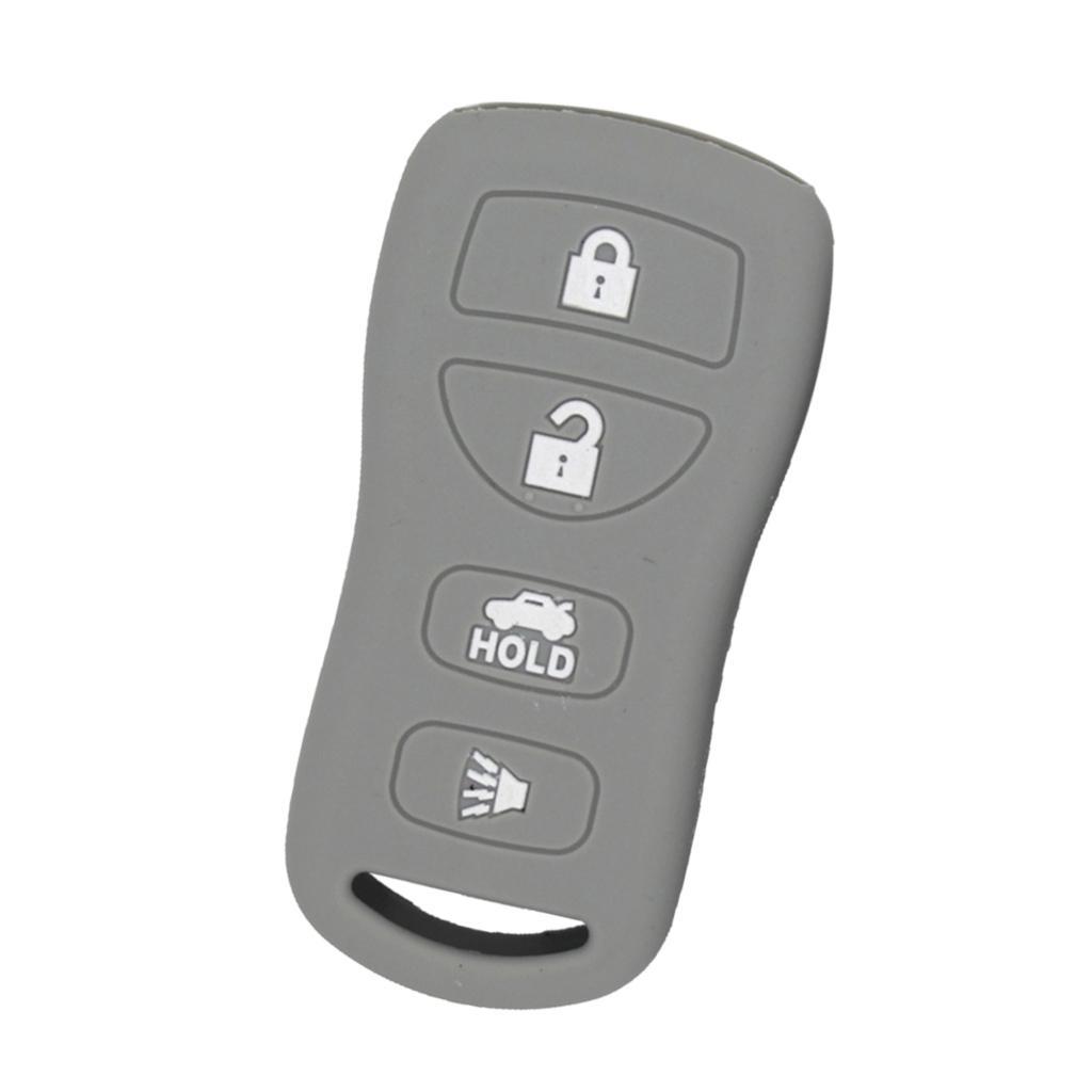 Car Key Fob Protector Case Cover 4 Buttons Key Shell for   Gray