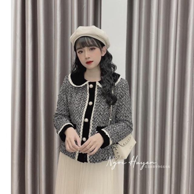 Áo Dạ Tiêu Cổ Bẻ Khuy Ngọc Siêu Xinh Có Ảnh Thật Kèm Video