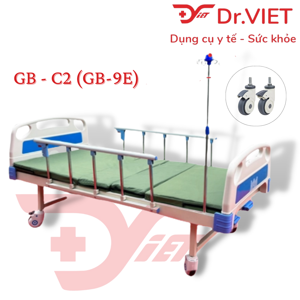 Giường bệnh 2 tay quay LUCASS GB-C2 (GB9E) - Chính hãng, thương hiệu Mỹ - Thiết kế chắc chắn, an toàn khi sử dụng