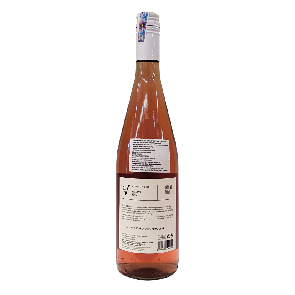 Rượu Vang Hồng San Vicente Geiser Tatio Rose Reserva 750ml 13% - Chile - Hàng Chính Hãng