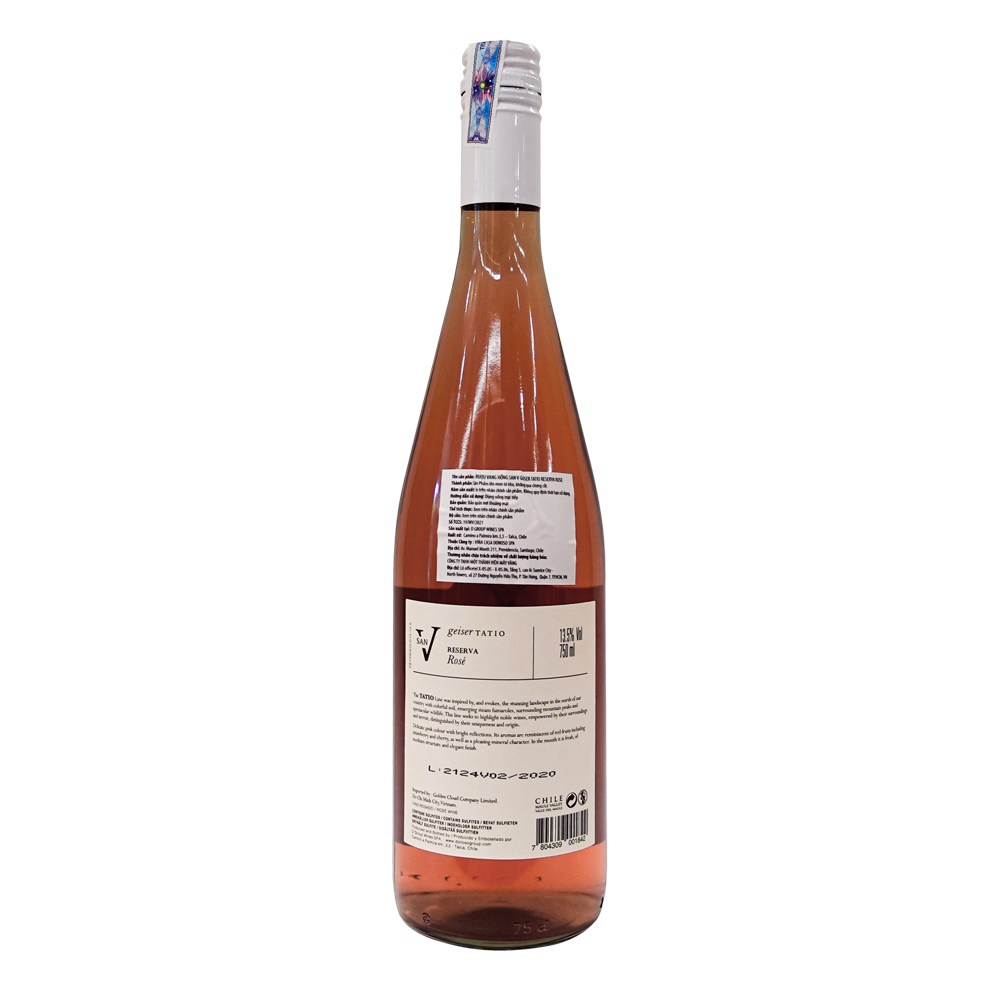 Rượu Vang Hồng San Vicente Geiser Tatio Rose Reserva 750ml 13% - Chile - Hàng Chính Hãng