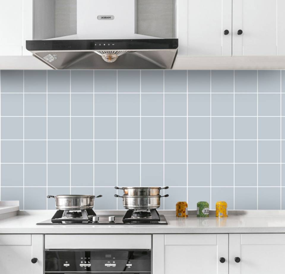 Combo 3 mét giấy dán bếp, decal dán bếp tráng nhôm Ô LỚN XÁM khổ 60cm có keo sẵn