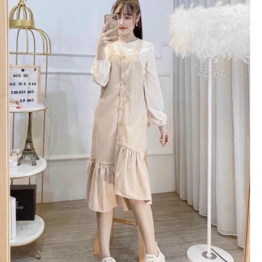 váy bầu thu đông new màu dài tay max xinh , size 40 -70kg ( hình thật)