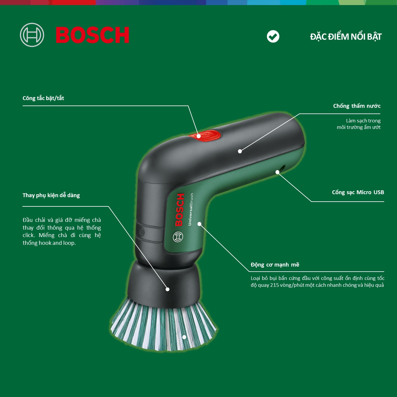 Máy cọ rửa vệ sinh Bosch đa năng dùng pin