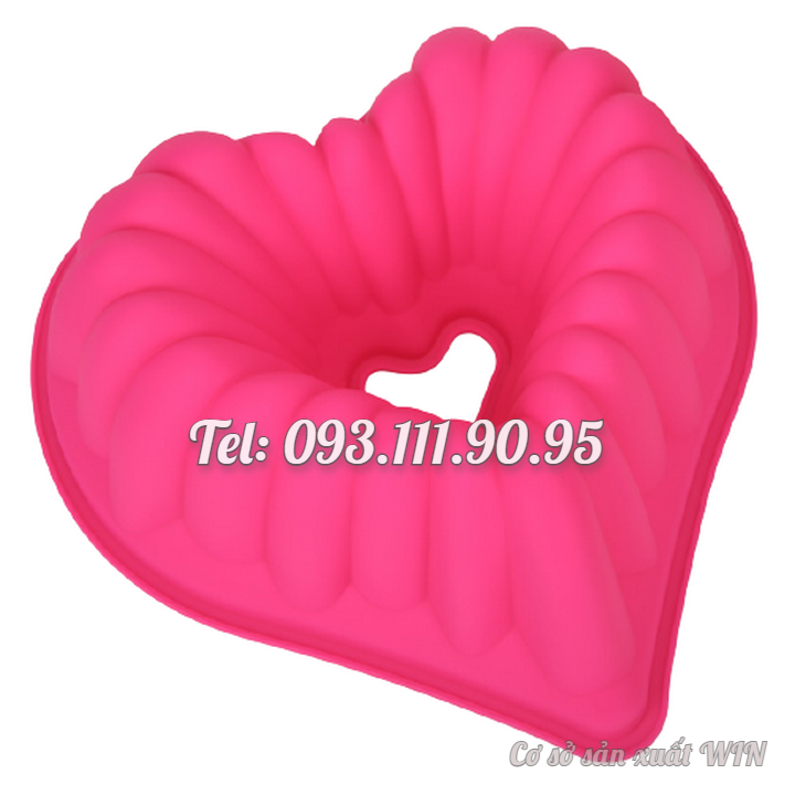 Khuôn silicon làm đế bánh, rau câu hình tim gợn sóng có lõi - Loại 30 cm - Mã số 1189