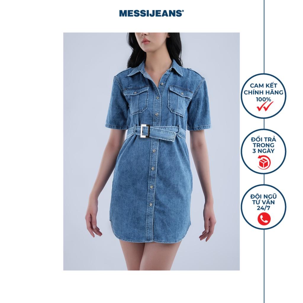 Đầm nữ jeans thắt nơ eo MESSI WJF0128-21