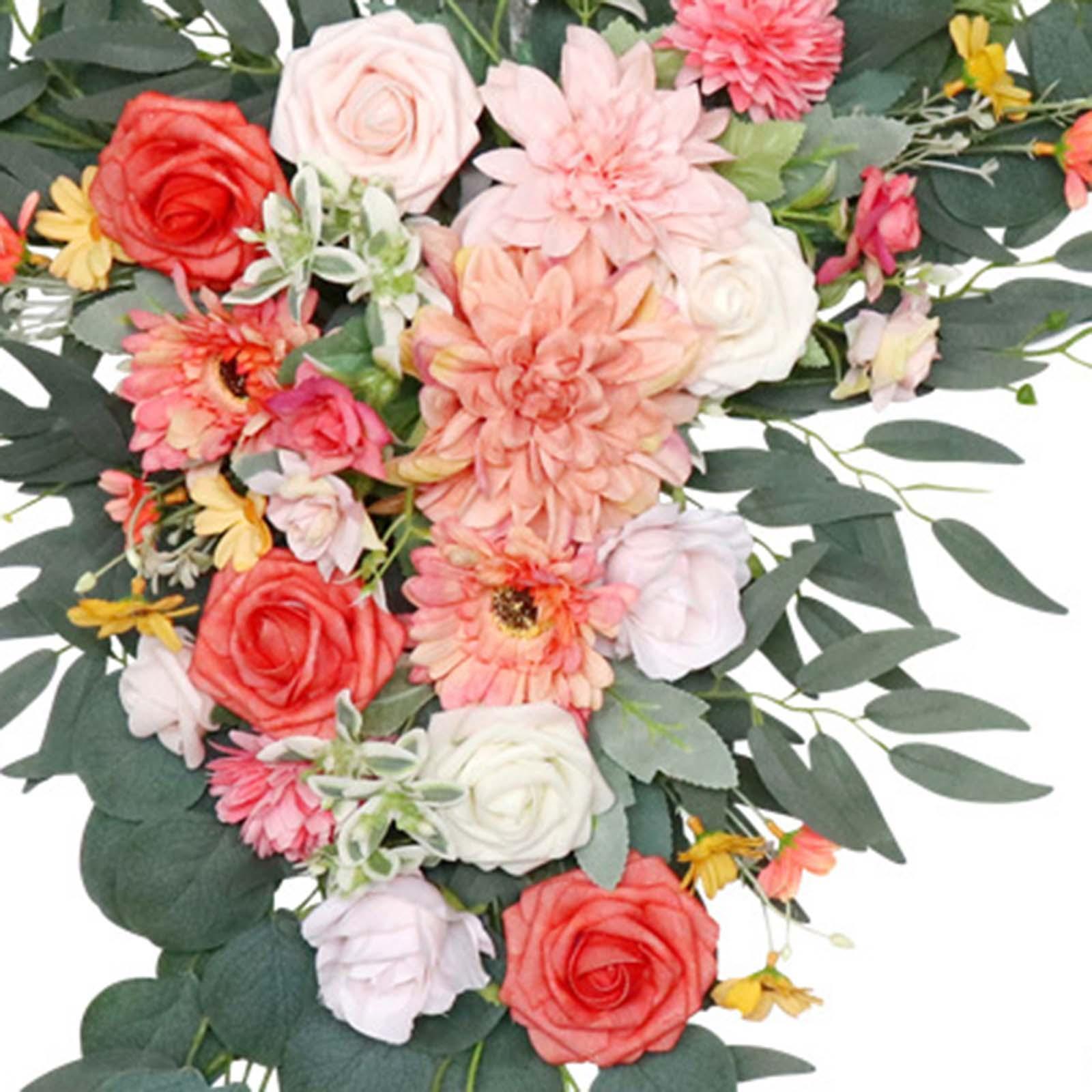 2Pcs Wedding Arch Flowers Rustic Arch Decor for Ceremony Reception Event