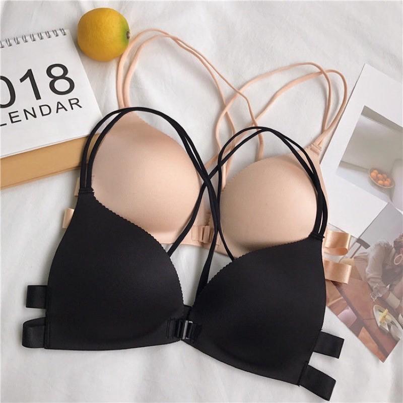 Áo bra đúc không đường may, áo lót nữ có mút bàn tay, khoá cài trước A810