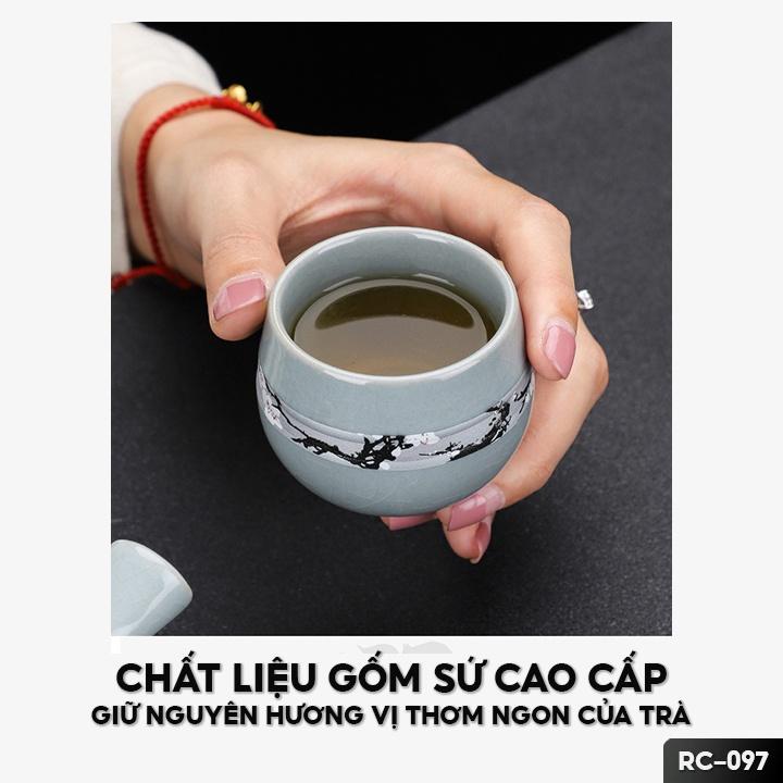 Bộ Ấm Chén Uống Trà Đạo Bộ Pha Trà Kèm Với 6 Cốc Gốm Sứ Cao Cấp RC-097