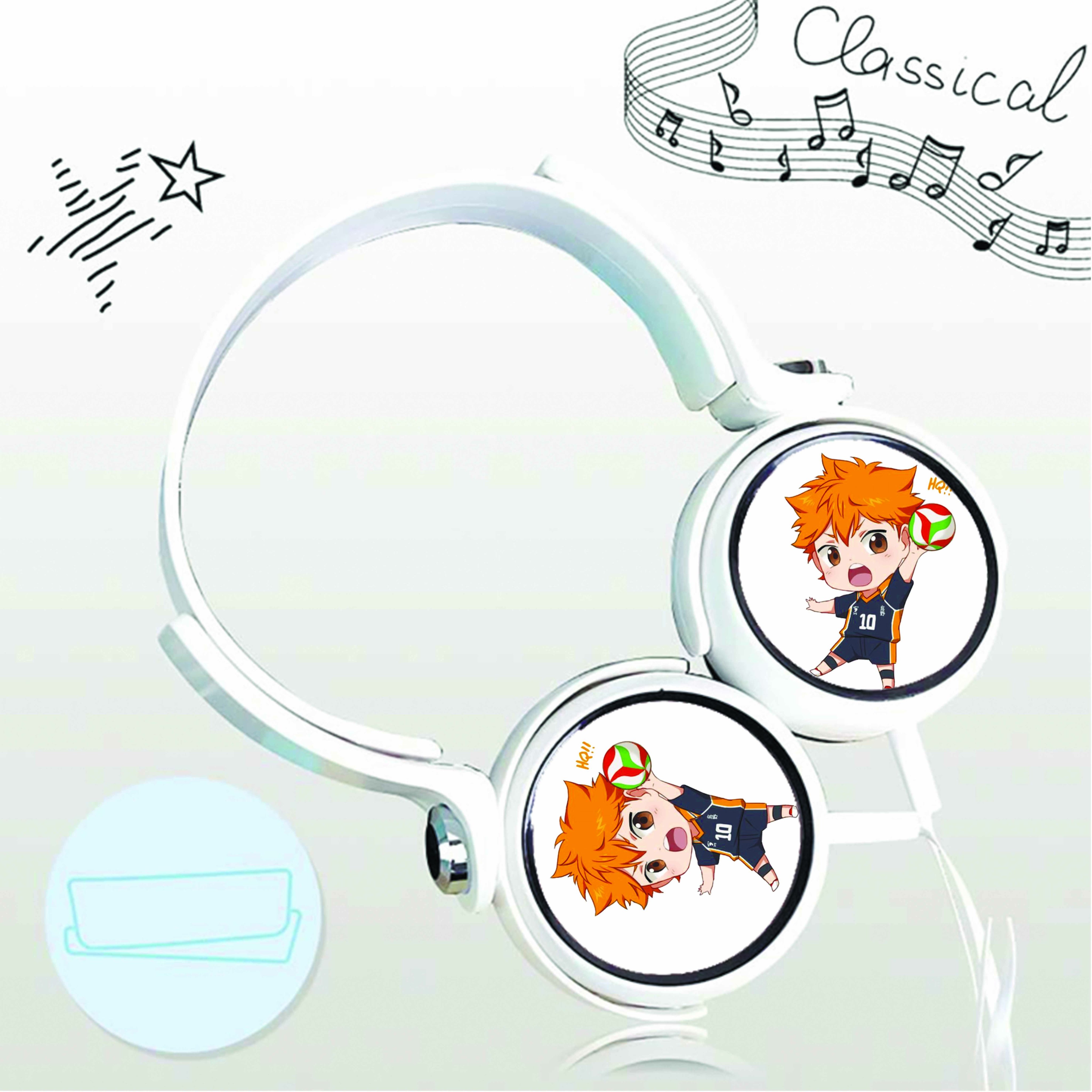 Tai nghe chụp in hình Haikyuu!! Vua Bóng Chuyền anime chibi cắm dây có mic