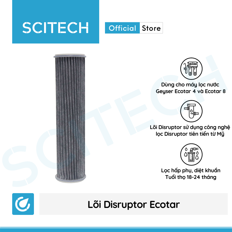 Lõi Disruptor Ecotar Geyser by Scitech - Lõi số 3 máy lọc nước Nano Geyser Ecotar 4 - Hàng chính hãng