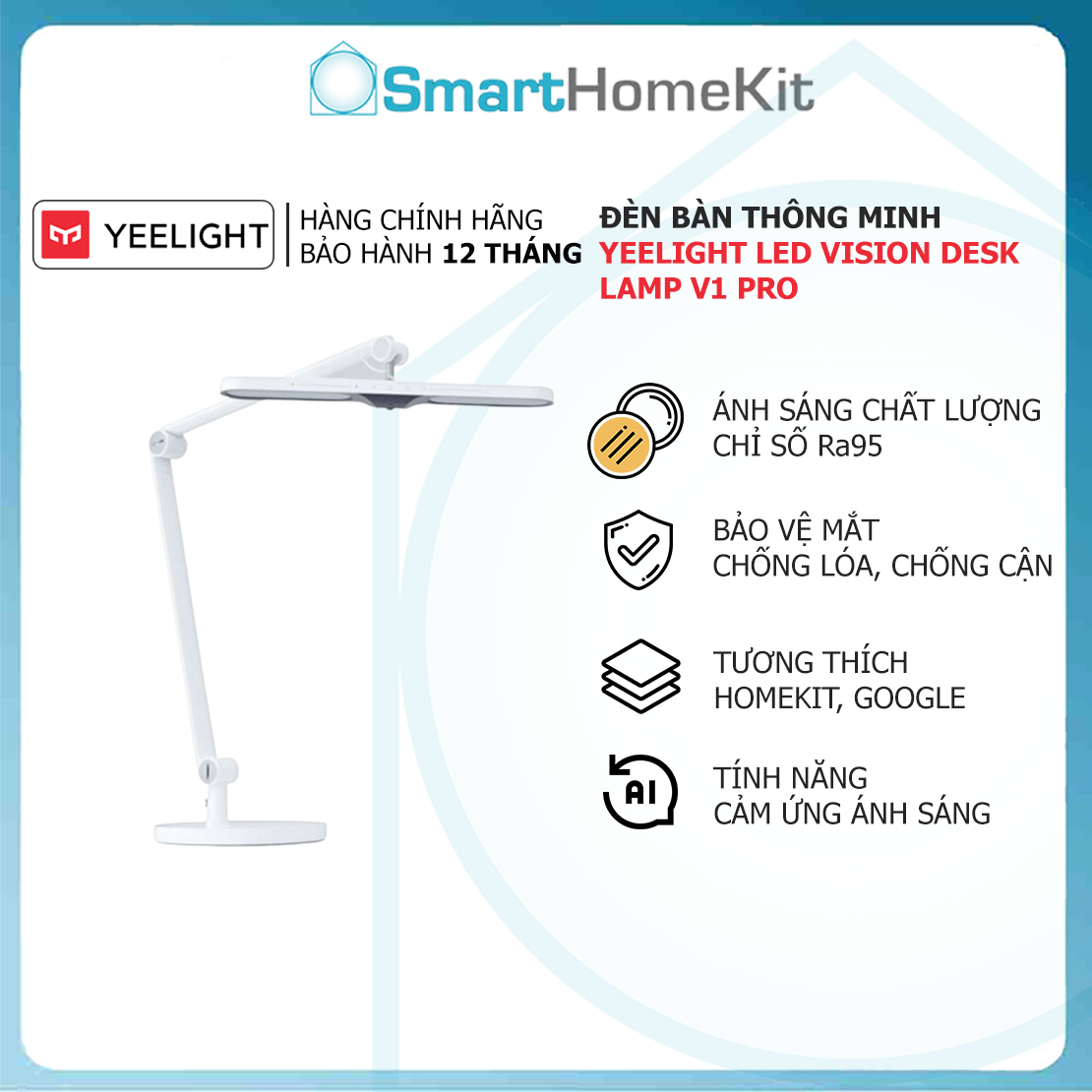 Hình ảnh Đèn bàn học thông minh Yeelight LED Vision Desk Lamp V1 Pro Chống lóa, chống cận - Hàng Chính Hãng