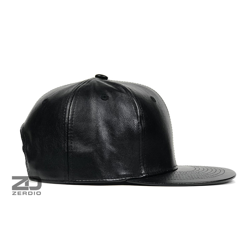 Mũ lưỡi trai snapback hiphop, mũ da nam đen trơn cao cấp SN87