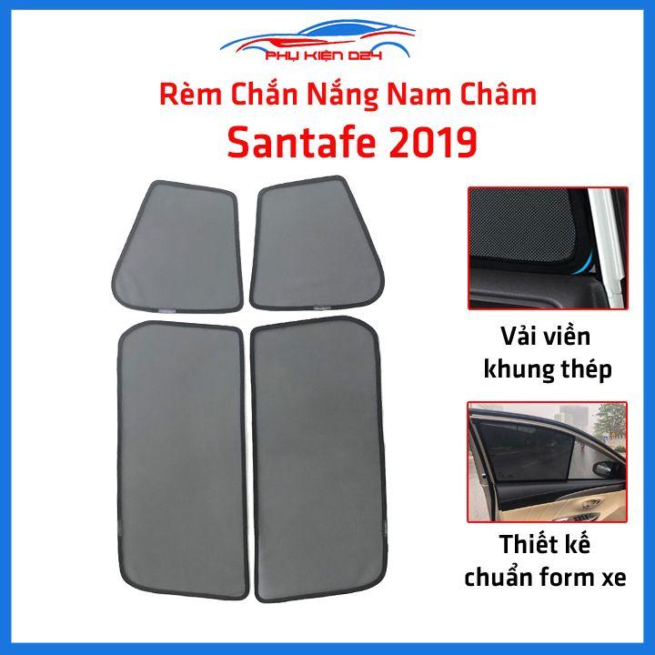 Bộ 4 rèm chắn nắng nam châm Santafe 2019 khung cố định chống tia UV