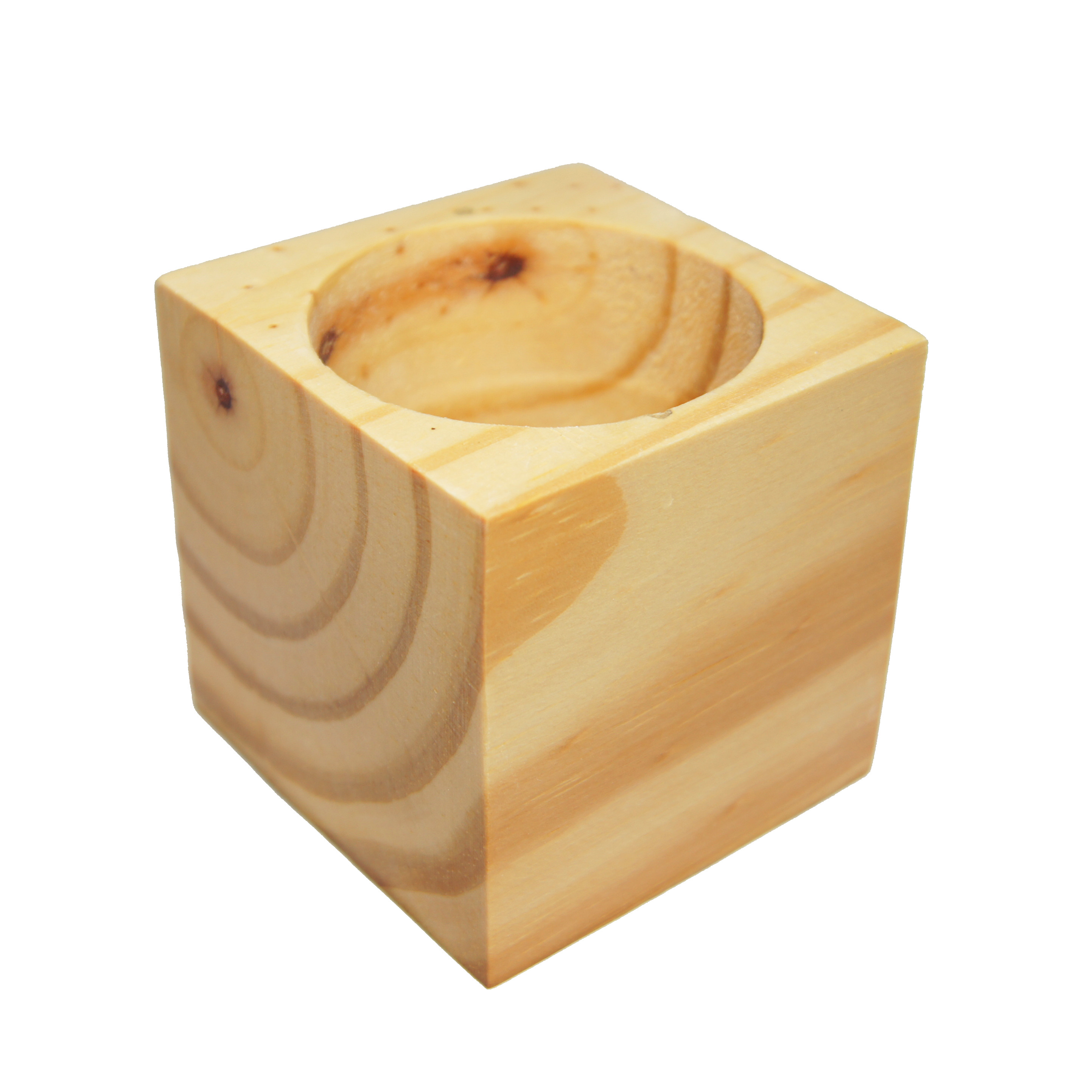 Combo 3 Chậu Trồng Cây Bằng Gỗ Nguyên khối Hình Vuông - Kích thước: 7x7cm