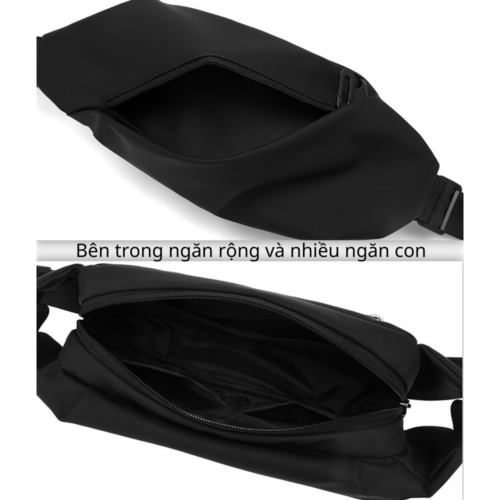 Hình ảnh Túi đeo chéo nam túi bao tử đeo ngực vai bụng thời trang cao cấp Yourwish TD43 thiết kế chống nước vải đen trơn mịn cao cấp chống thấm không nhăn xù / túi basic phong cách đơn giản hiện đại