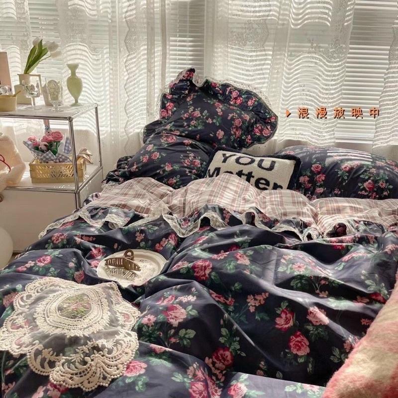 Set Chăn Ga Hoa Hàn Cotton Ren Hàng Cao Cấp 7 Mẫu Cực Sang Chảnh