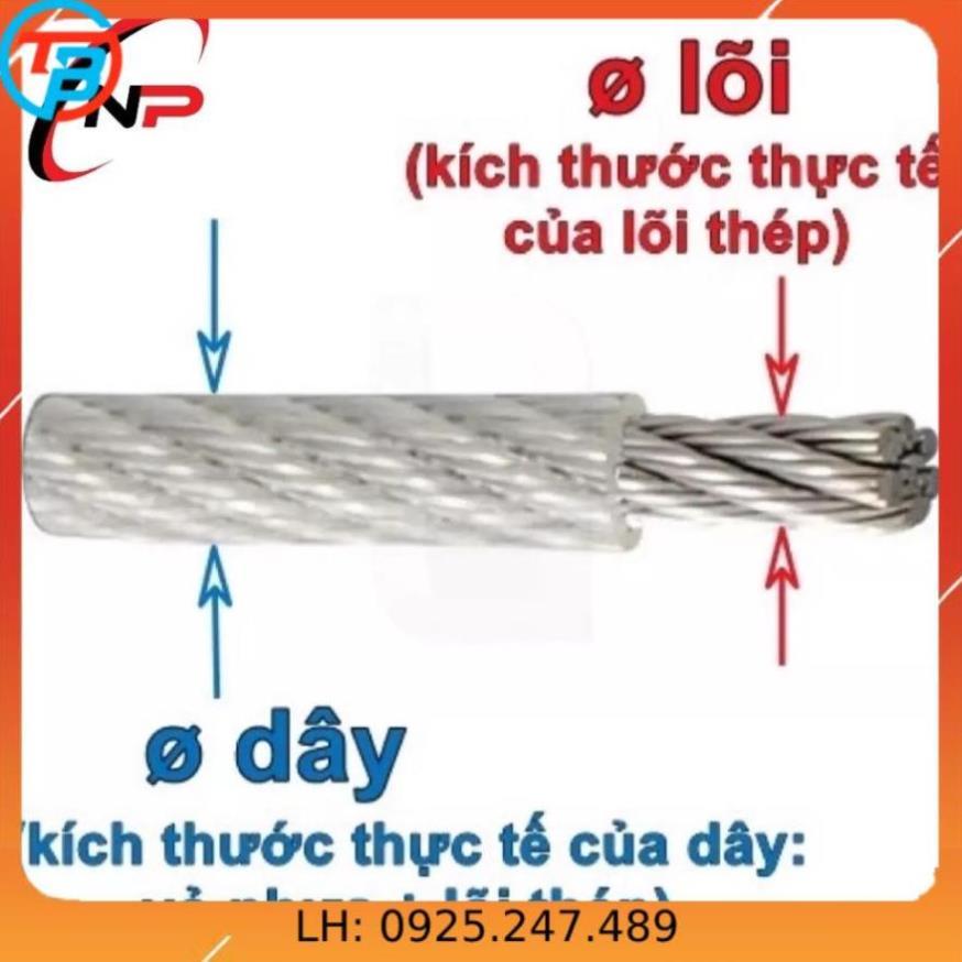 10 Mét Cáp Bọc nhựa 3mm tặng kèm 1 tăng đơ,2 ốc siết cáp.Làm dây phơi quần áo chống hoen rỉ..kimkhinhatphat